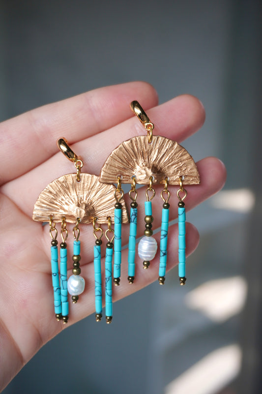 Beads and bronze - Blue (large)